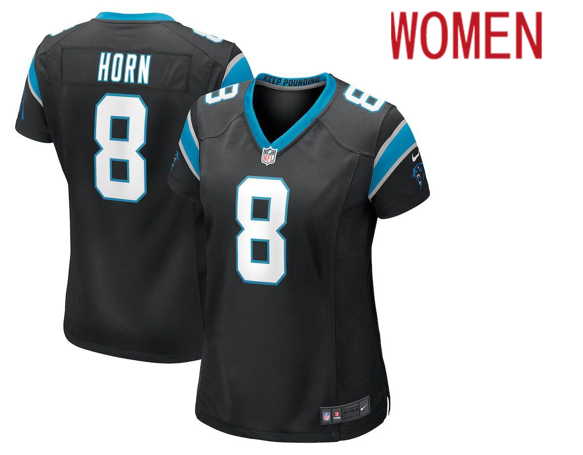 Women Carolina Panthers 8 Jaycee Horn Nike Black Game Player Alternate NFL Jersey